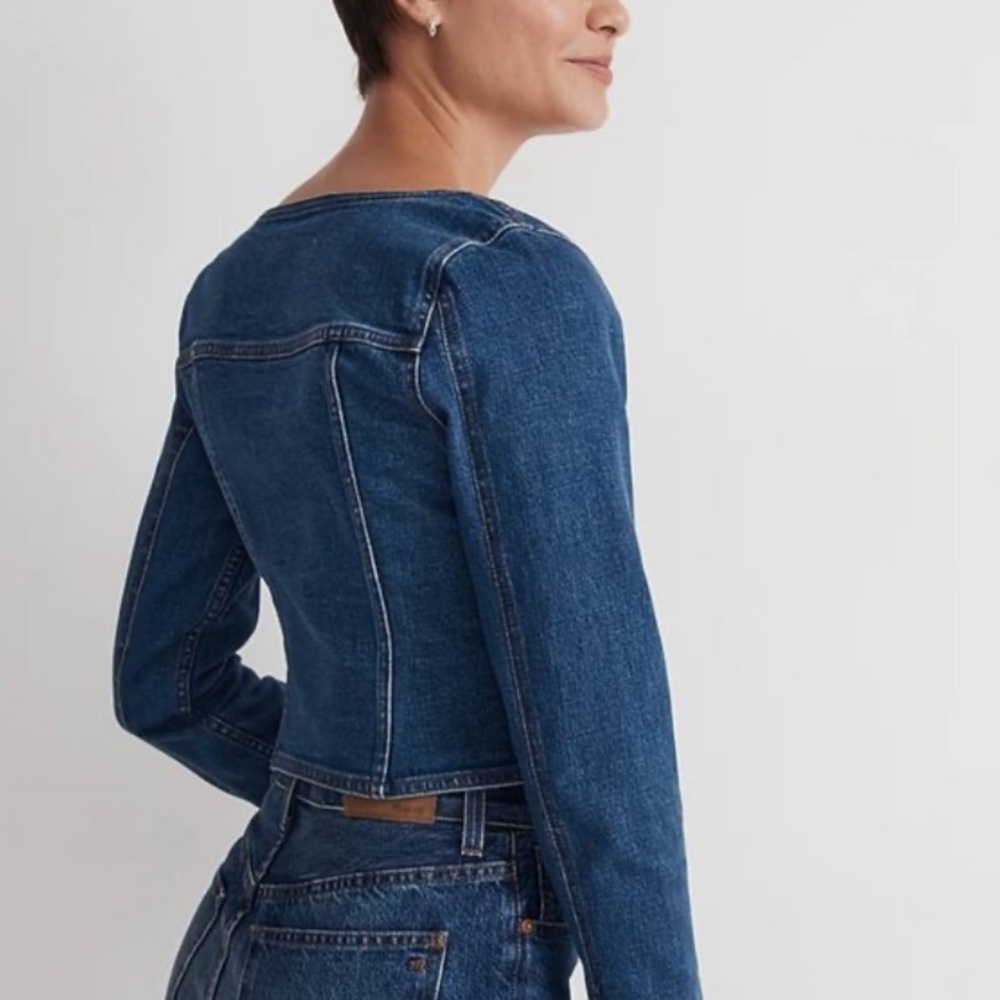 Madewell Denim Square Neck Top in Hallwood Wash: NWT! - Picture 6 of 8